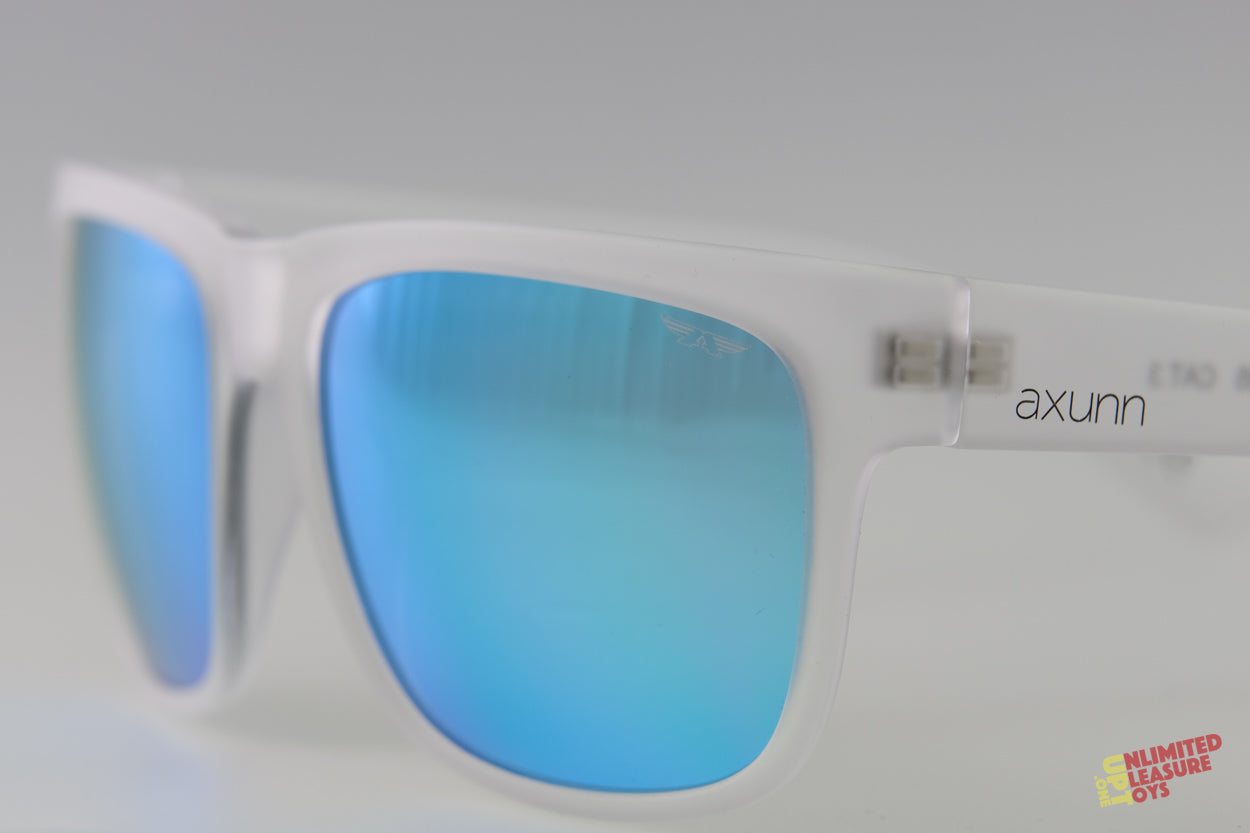 Lunettes solaires Axunn Aircraft translucide blanc/flash bleue