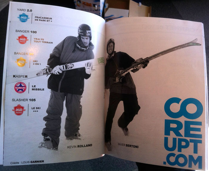 Sources : Ski Chrono Décembre 2013 : les skis Coreupt raflent titre sur titres. Chaque ski proposé est primé par les testeurs.